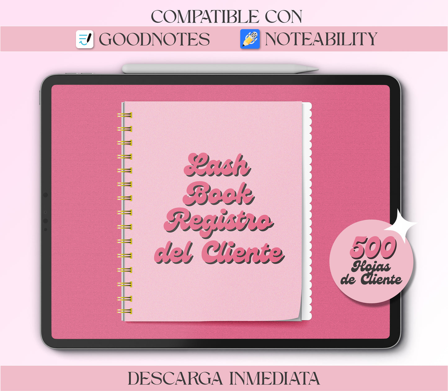 Libro de Registro del Cliente de Extensiones de Pestañas Formato Digital o Impreso